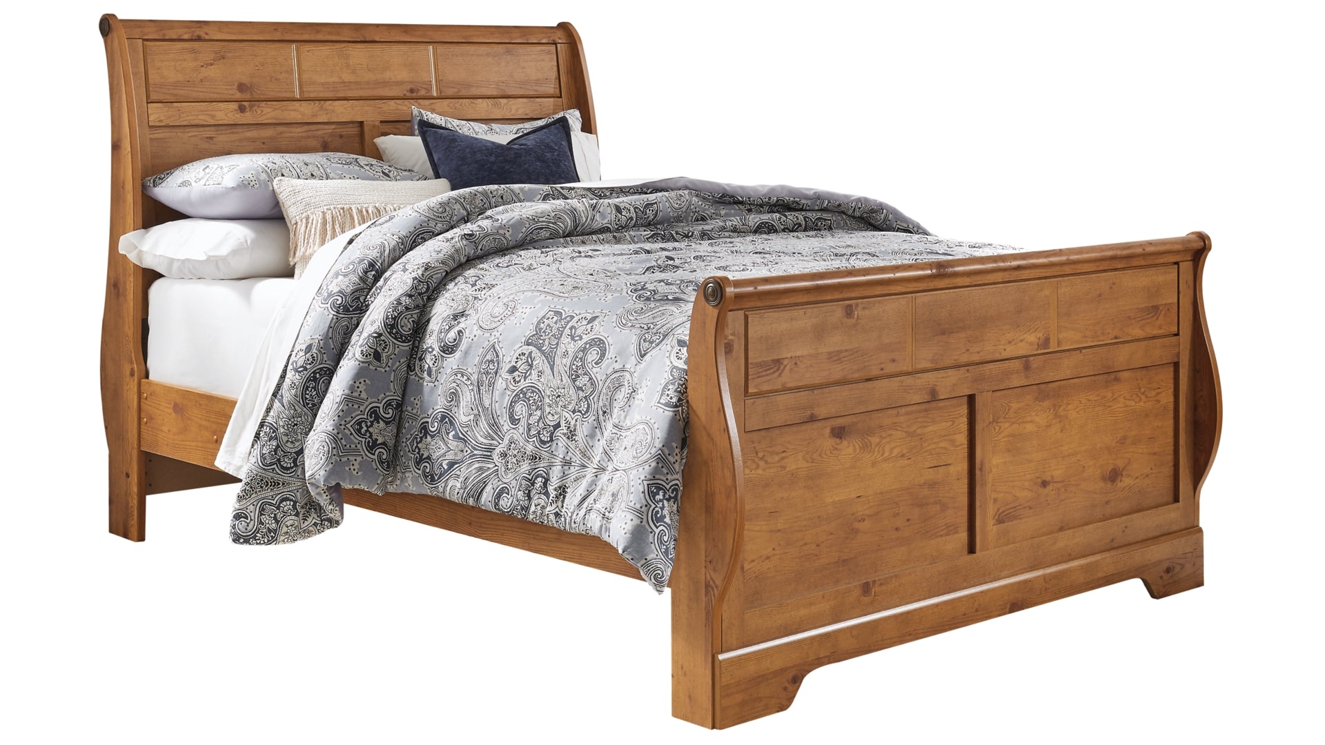 Bittersweet Queen Sleigh Bed with Mirrored Dresser and Chest