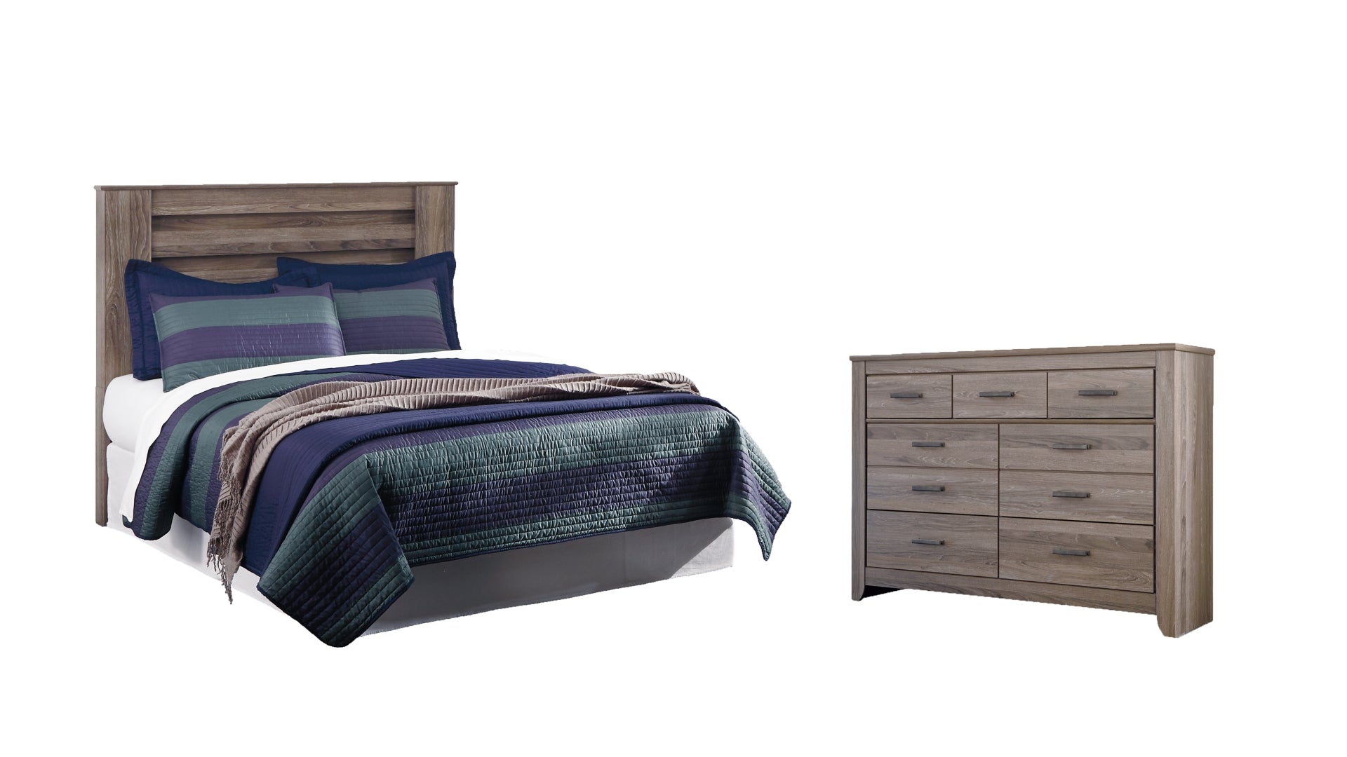 Zelen King/California King Panel Headboard Bed with Dresser