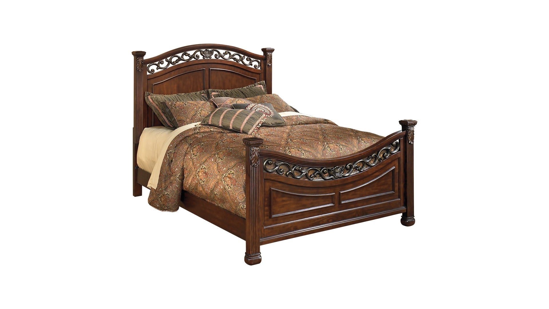 Leahlyn Queen Panel Bed with Mirrored Dresser and Chest