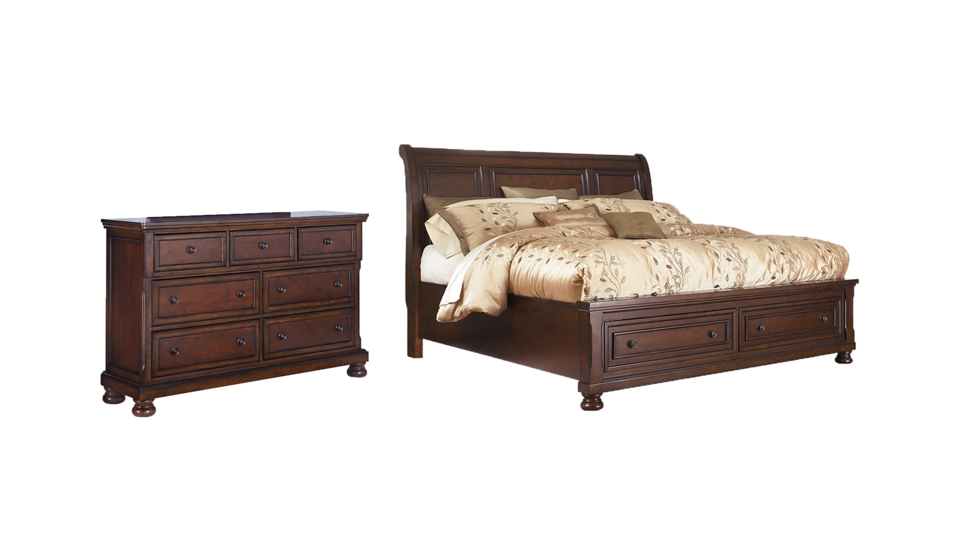 Porter King Sleigh Bed with Dresser