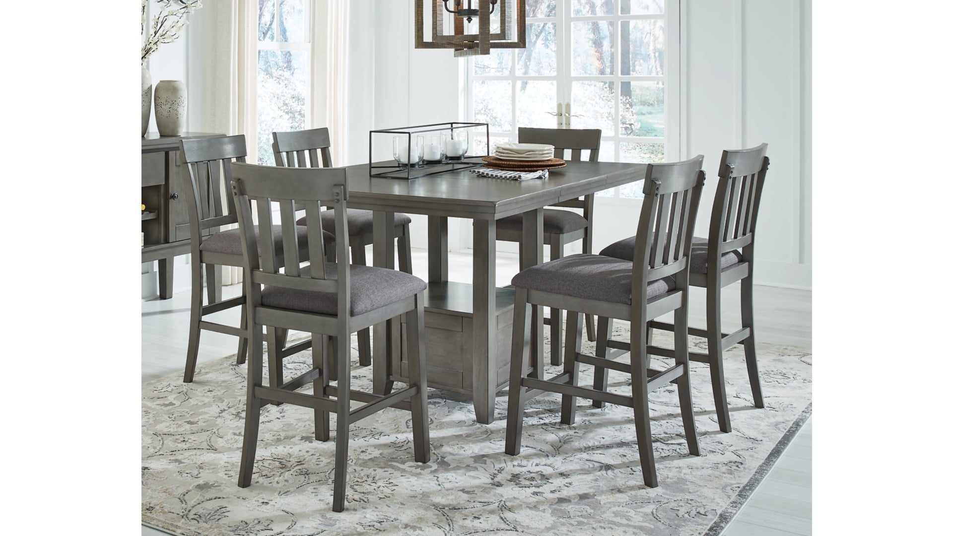 Hallanden Counter Height Dining Table and 6 Barstools